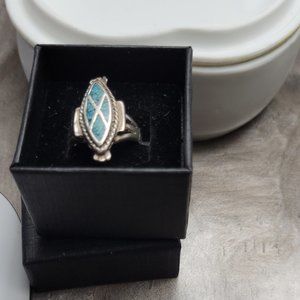 Antique SouthWest Crush Turquoise Inlaid Zuni